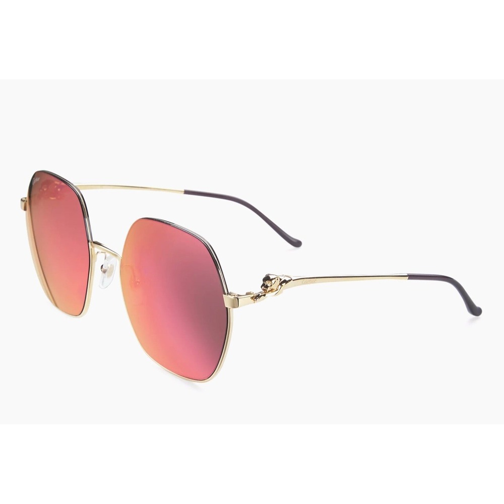 Cartier 58mm Panthère de Cartier Hexagonal Sunglasses. New Full Kit. Msrp $1295 - Picture 3 of 13